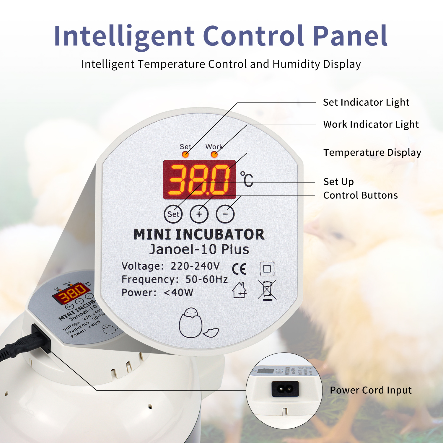 Incubator for Egg Precise Temperature and Humidity Control 10 Eggs