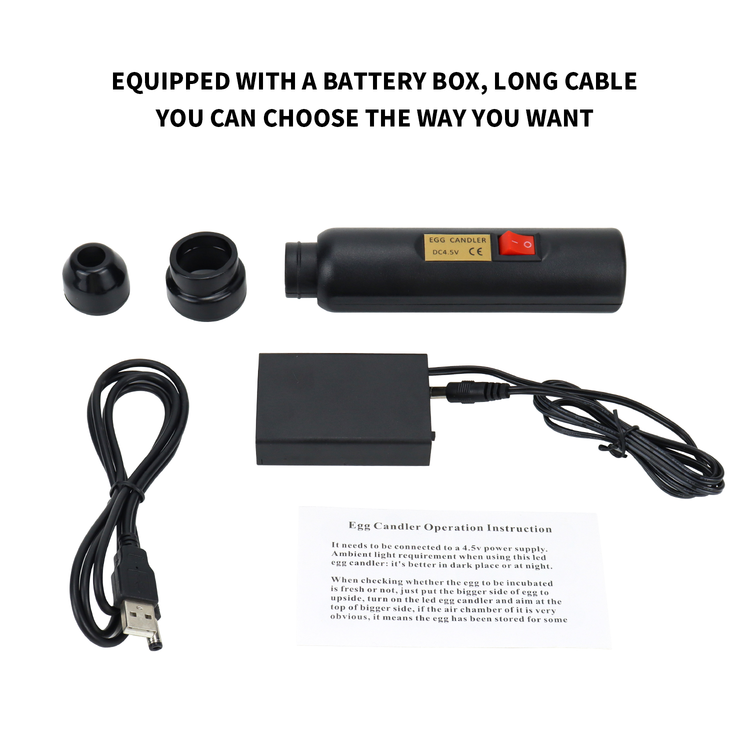 Egg Candler Tester High Intensity Cool LED Light Battery Box
